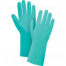 Cotton Flock-Lined Green Nitrile Gloves Large (9) 15-mil