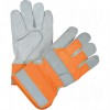 Premium Quality High-Viz Split Cowhide Fitters Gloves Large Cotton Split Cowhide Safety Rubberized     Leather Gloves