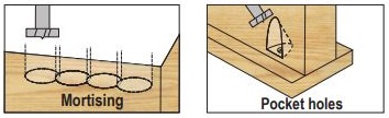 Forstner bits for mortising and pocket holes in wood.