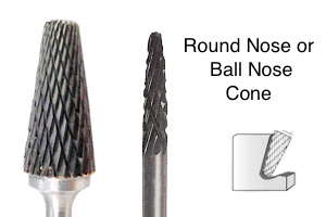 30 degree Included Angle Bright Finish Double Cut Toll No SL-1 Tree Shape Radius End Morse Cutting Tools 59605 1/4 Shank Burrs Solid Carbide 1/4 Diameter